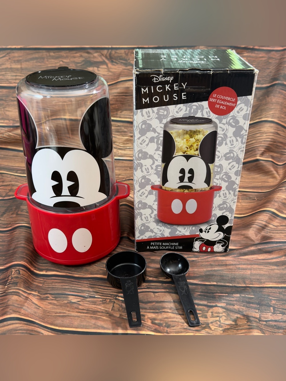 Disney Mickey Mouse Mini Stir Popcorn Popper 6-Cup Red w/ Box & Scoops